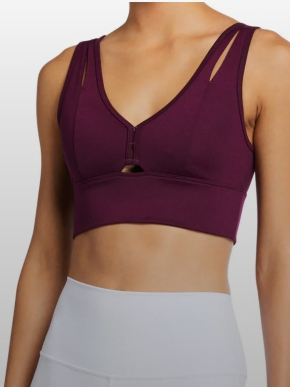 ALO YOGA UNITED LONG SPORTS BRA EGGPLANT DARK PURPLE Small